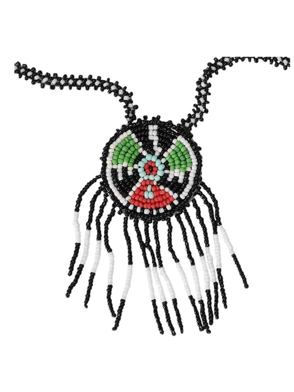 Native American Style Beaded Pendant Necklace With Fringe - Rubies Costume Co. -